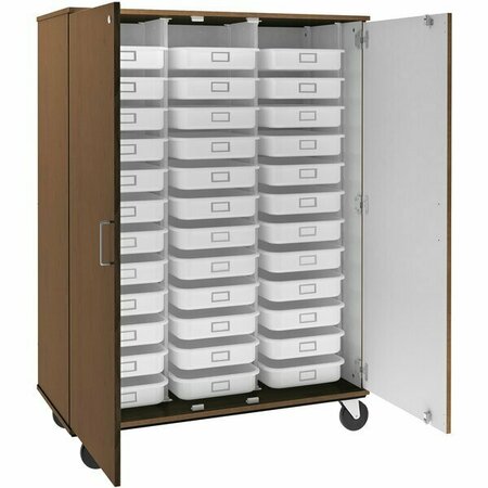 I.D. SYSTEMS 67'' Tall Dark Walnut Mobile Storage Cabinet with 36 3 1/2'' Trays 80275F67022 538275F67022